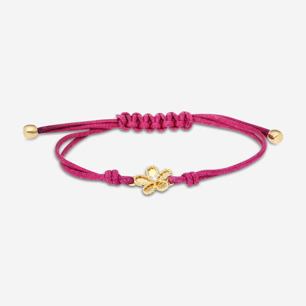 Roberto Coin 18K Yellow Gold & Fucsia Silk Cotton Diamond Cord Bracelet 7773764AYLBX - THE SOLIST