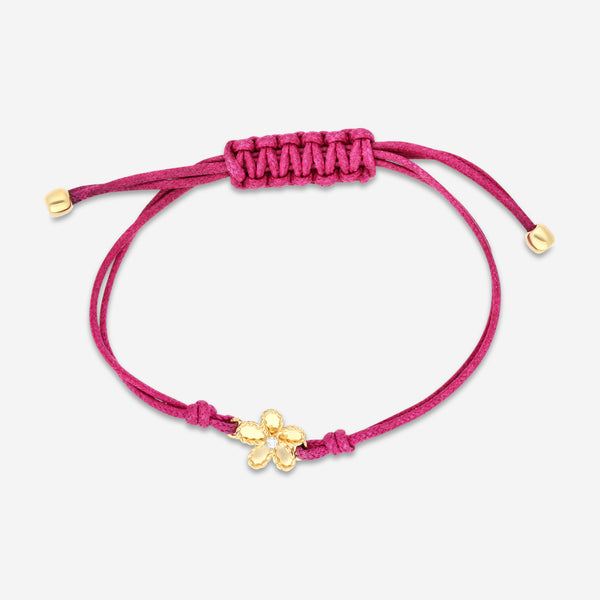 Roberto Coin 18K Yellow Gold & Fucsia Silk Cotton Diamond Cord Bracelet 7773764AYLBX - THE SOLIST