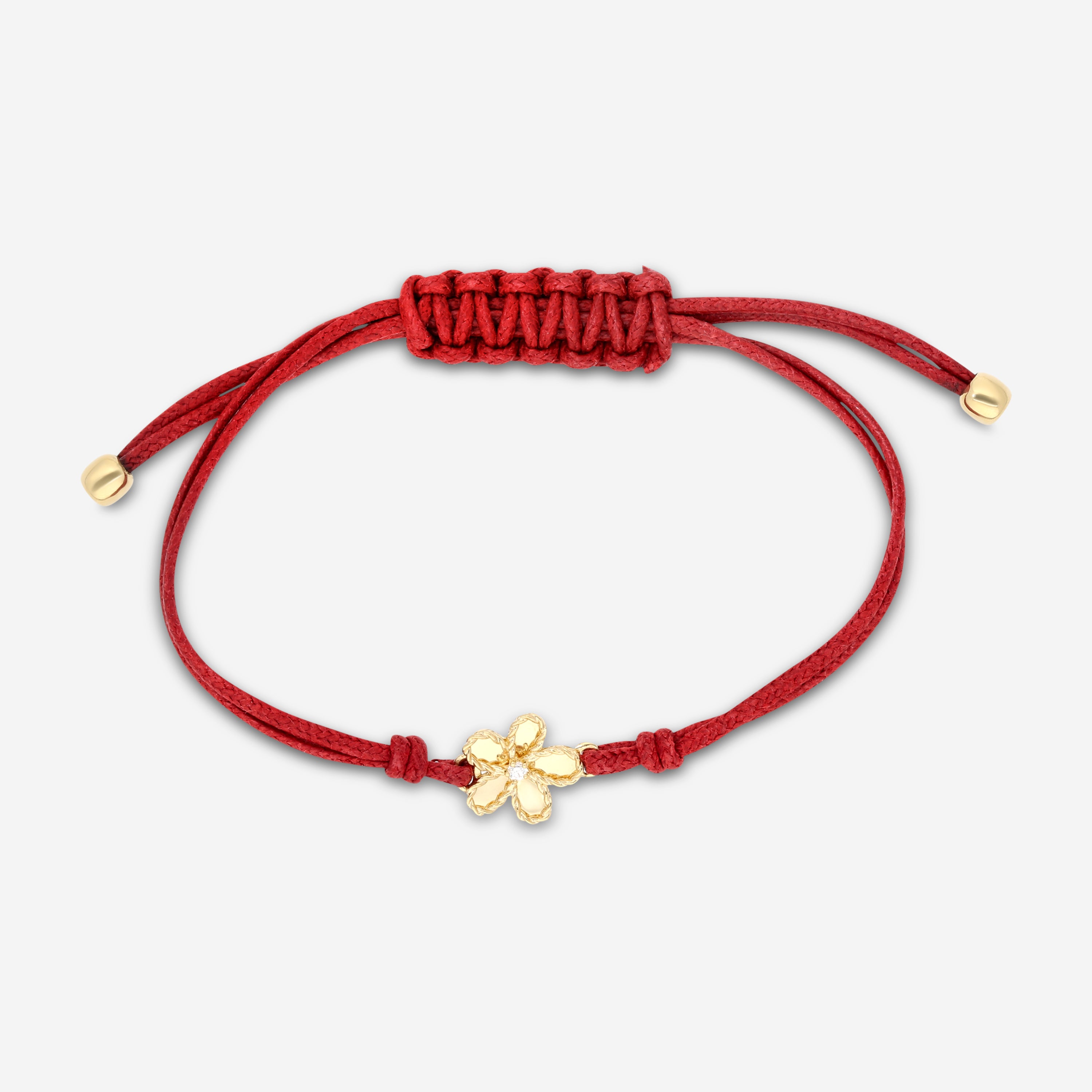 Roberto Coin 18K Yellow Gold & Red Silk Cotton Diamond Cord Bracelet 7773766AYLBX - THE SOLIST