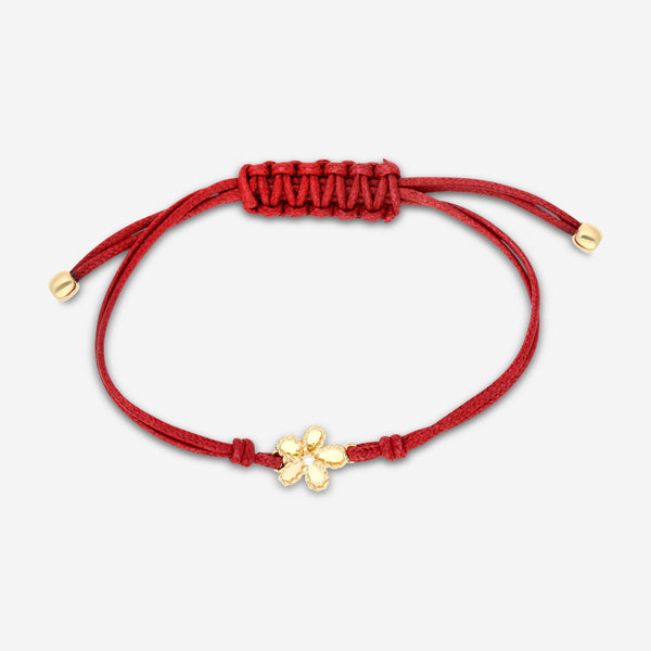 Roberto Coin 18K Yellow Gold & Red Silk Cotton Diamond Cord Bracelet 7773766AYLBX - THE SOLIST