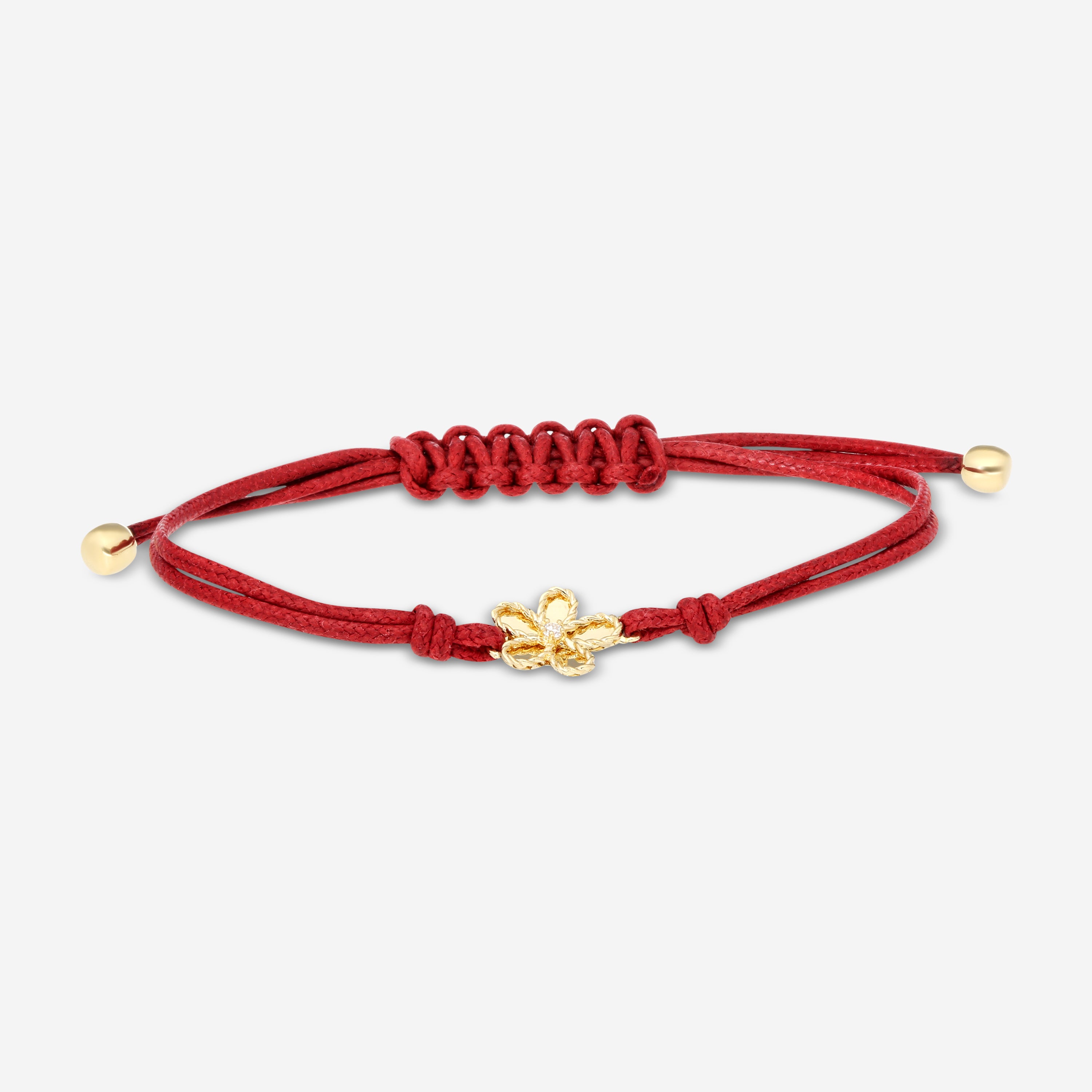 Roberto Coin 18K Yellow Gold & Red Silk Cotton Diamond Cord Bracelet 7773766AYLBX - THE SOLIST
