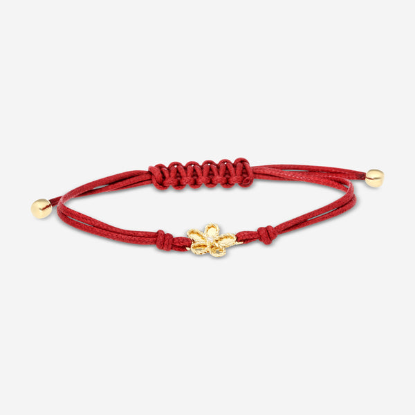 Roberto Coin 18K Yellow Gold & Red Silk Cotton Diamond Cord Bracelet 7773766AYLBX - THE SOLIST