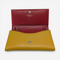 Salvatore Ferragamo Vara Women's 705291 Yellow Wallet With Chain MSRP $795 - THE SOLIST