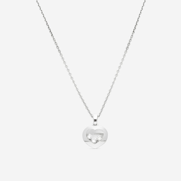 Chopard Happy Diamonds 18K White Gold Heart Diamond Pendant Necklace 799203-1001