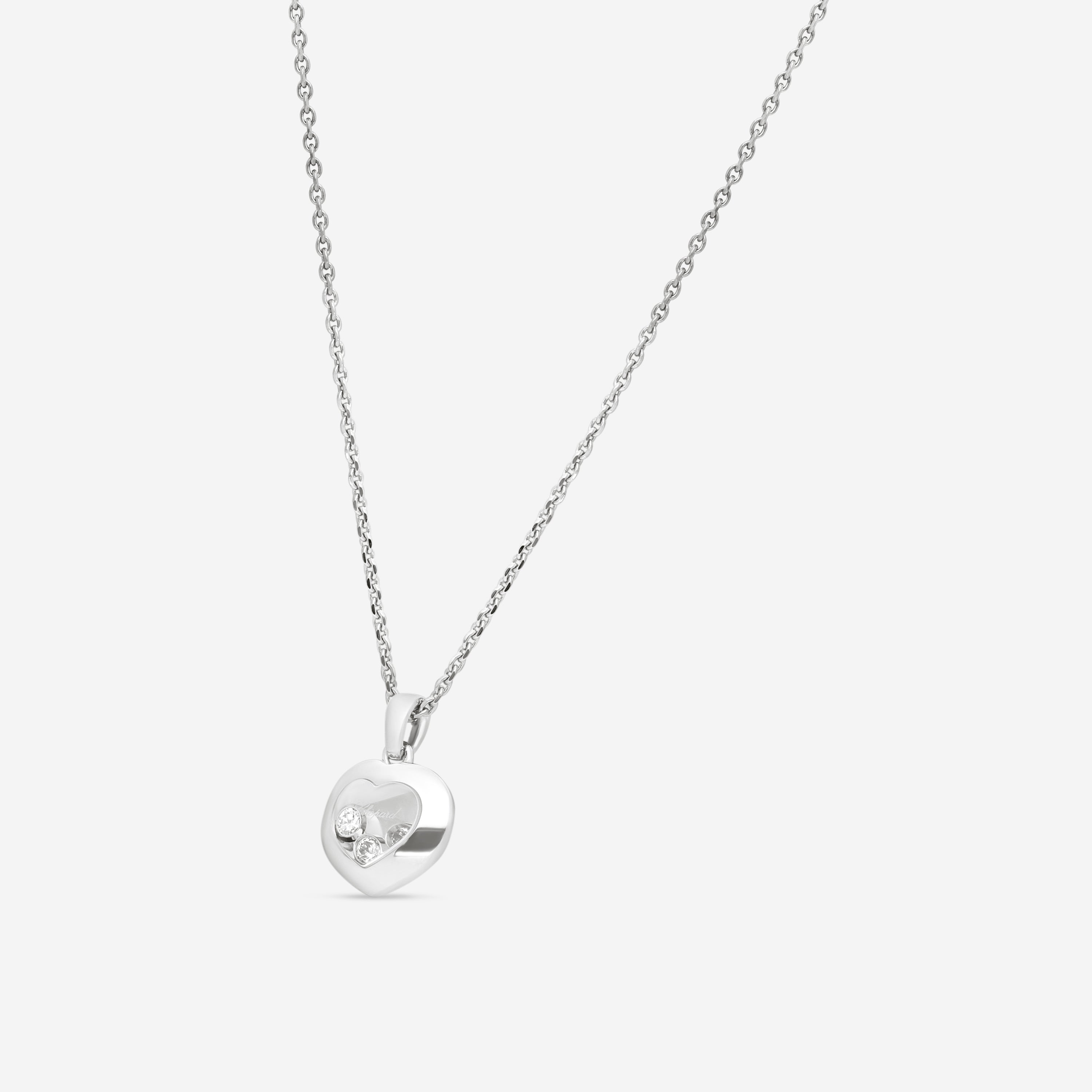 Chopard Happy Diamonds 18K White Gold Heart Diamond Pendant Necklace 799203-1001