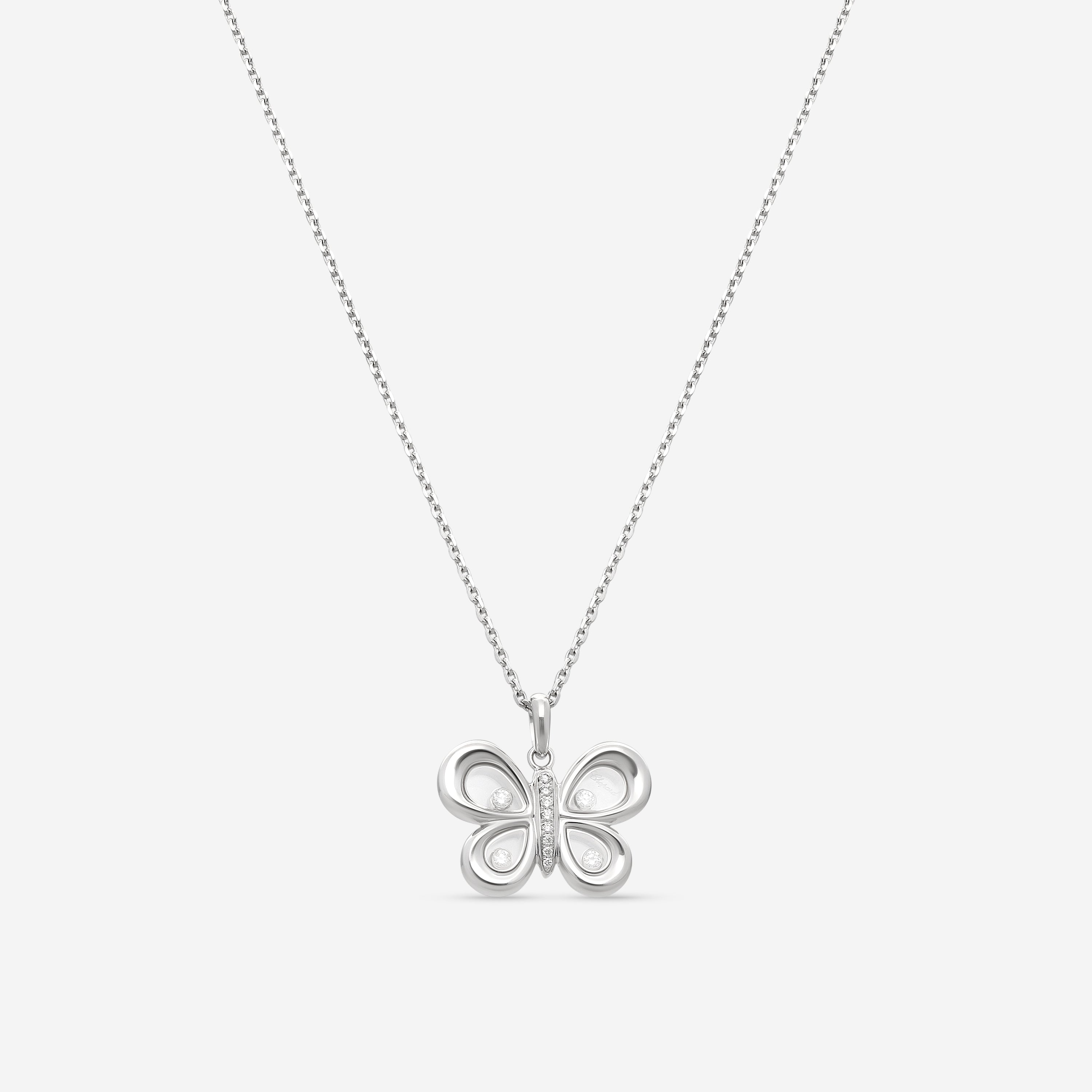 Chopard Happy Butterfly 18K White Gold Diamond Pendant 799511-1201