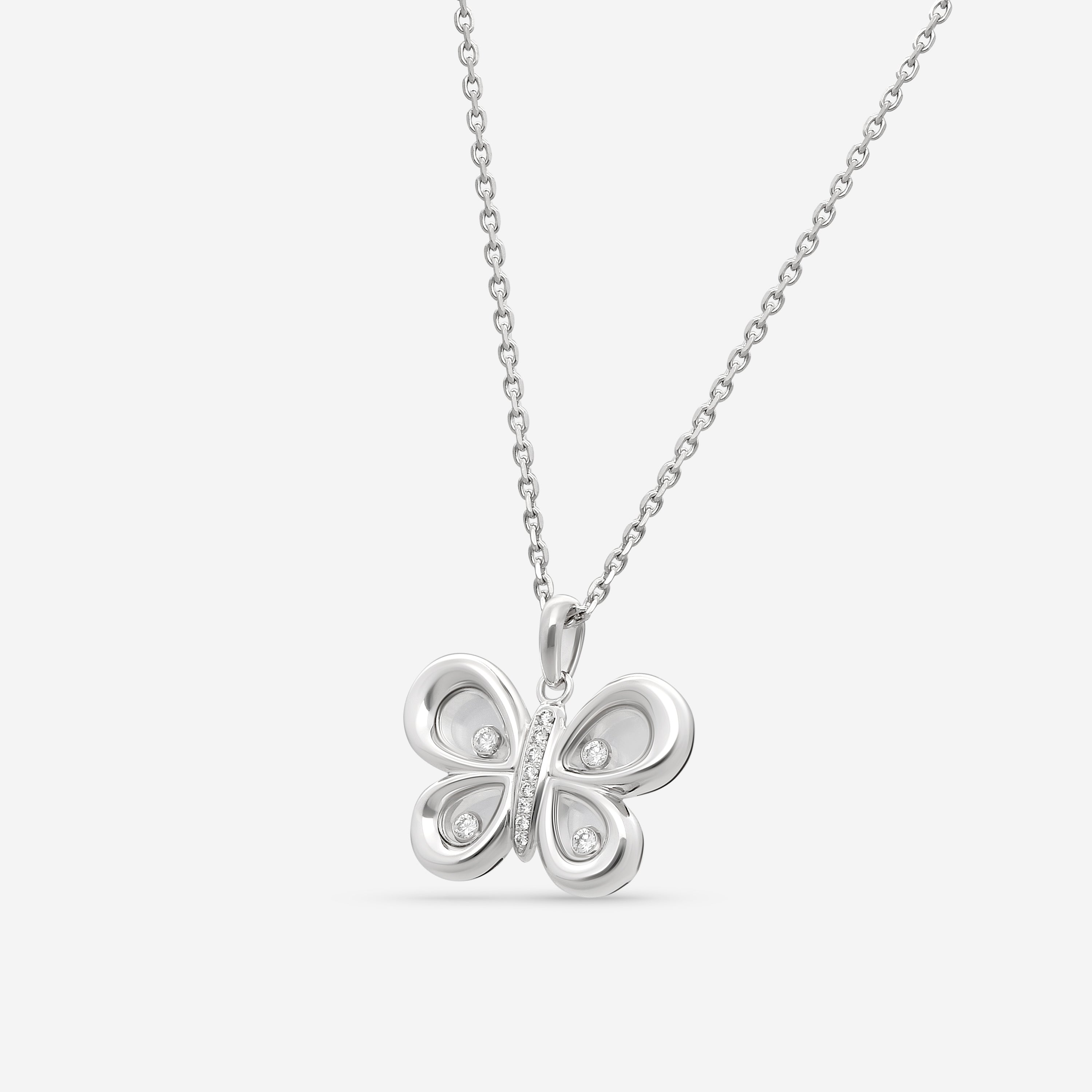 Chopard Happy Butterfly 18K White Gold Diamond Pendant 799511-1201