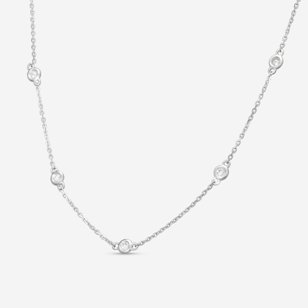 Ina Mar 14K White Gold Diamond Bezel Station Necklace N1135B-FW-050F - THE SOLIST