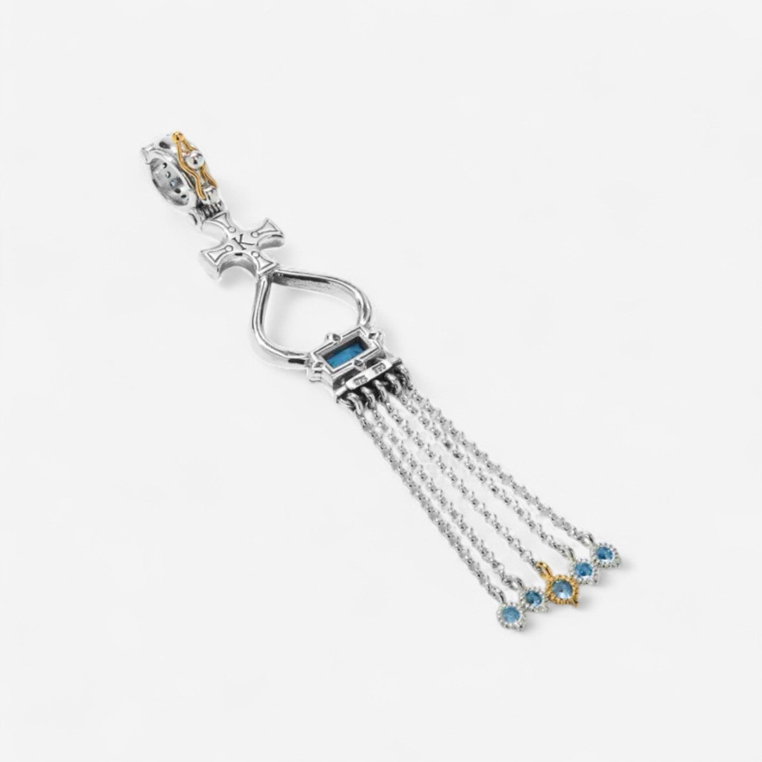 Konstantino Dome Sterling Silver & 18K Yellow Gold Blue Spinel Pendant MEKJ735-478