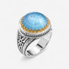 Konstantino Dome Sterling Silver & 18K Yellow Gold Mother of Blue & Blue Spinel Ring Sz. 7 DKJ972-628-S7