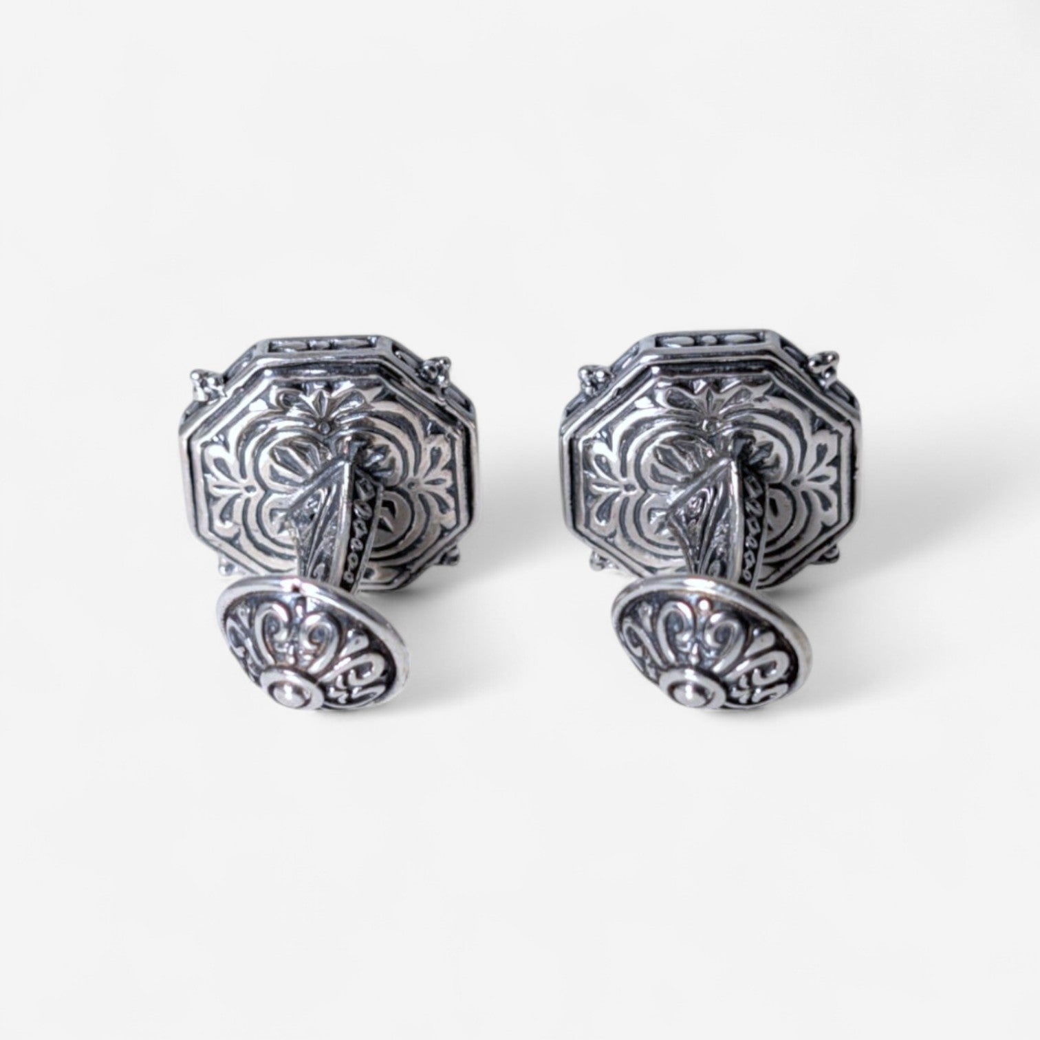 Konstantino Sterling Silver Garnet Octagonal Cufflinks MAMK89-112-CAB