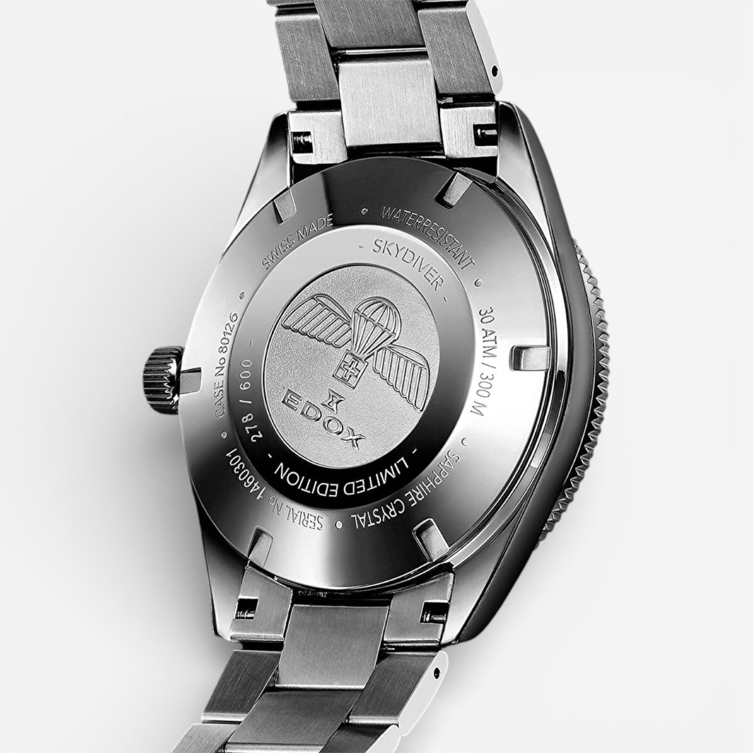 Edox Skydiver Limited Edition Stainless Steel Automatic Men's Watch 80126-3BUM-BUIN