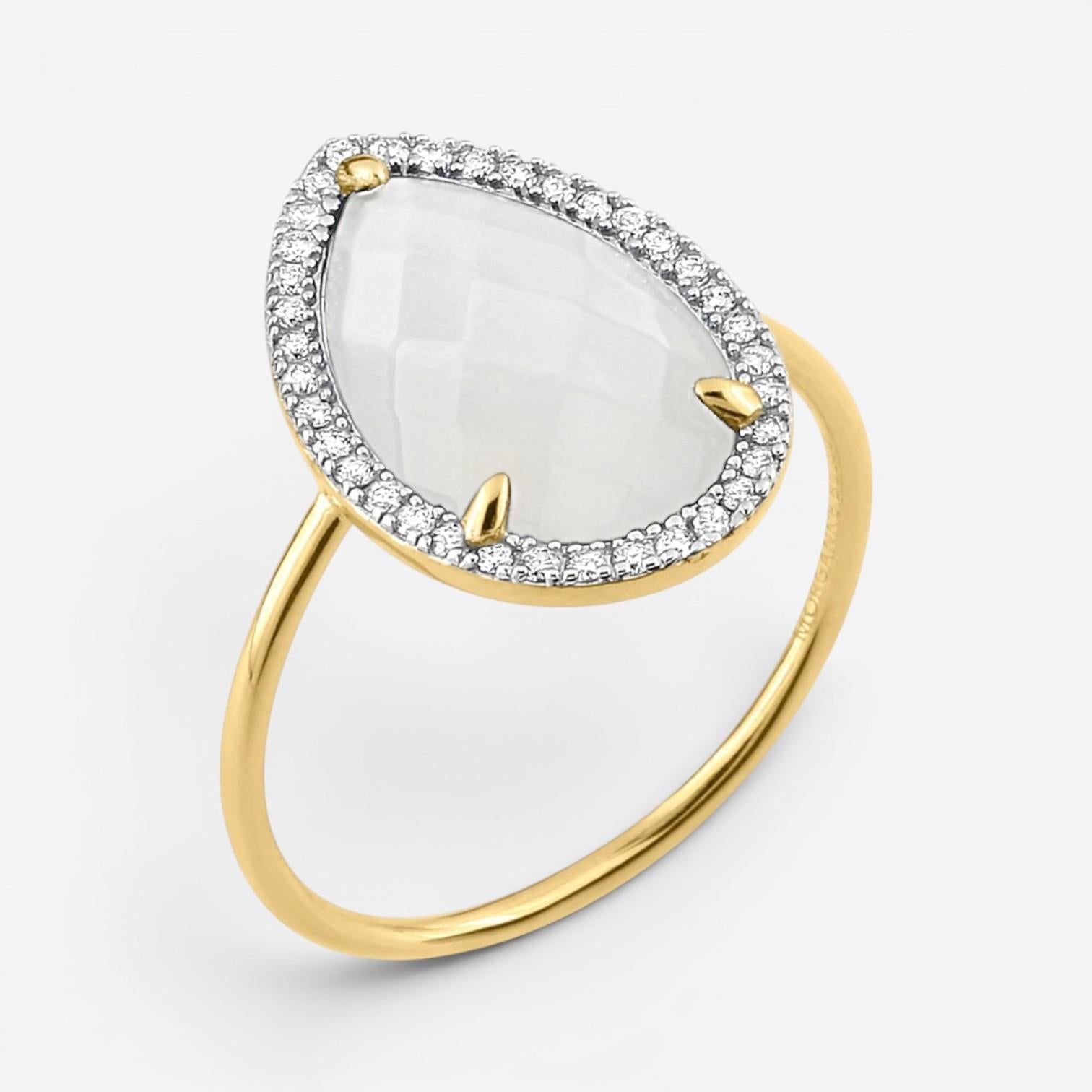 Morganne Bello Alma 18K Yellow Gold Mother of Pearl & Diamond Ring 8031YP111D