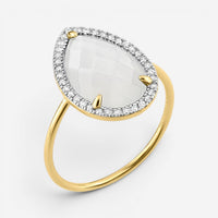 Morganne Bello Alma 18K Yellow Gold Mother of Pearl & Diamond Ring 8031YP111D