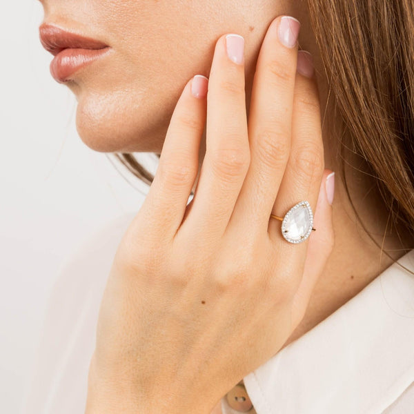 Morganne Bello Alma 18K Yellow Gold Mother of Pearl & Diamond Ring 8031YP111D
