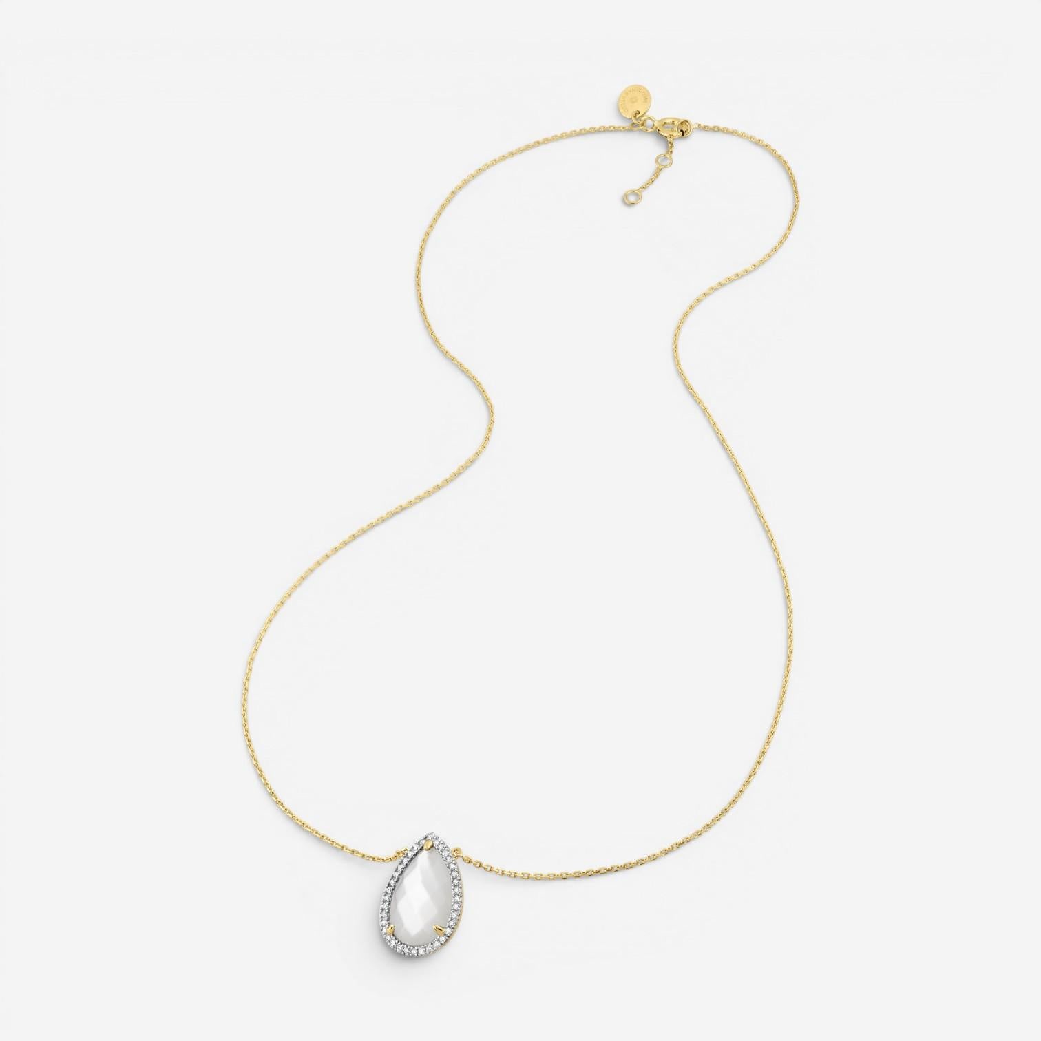 Morganne Bello Alma 18K Yellow Gold Mother of Pearl & Diamond Pendant Necklace 8