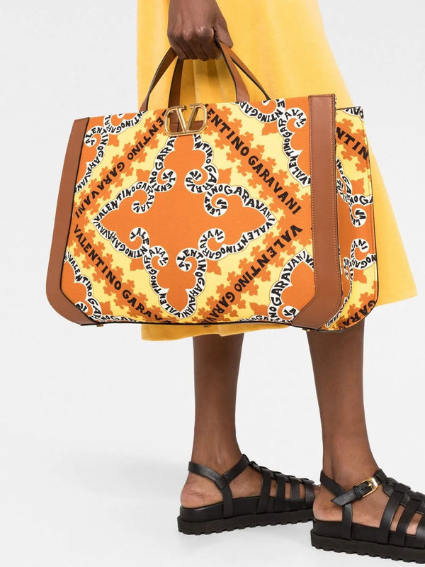 Valentino Garavani VLogo Bandana-Print Canvas Tote Bag 8056133156161