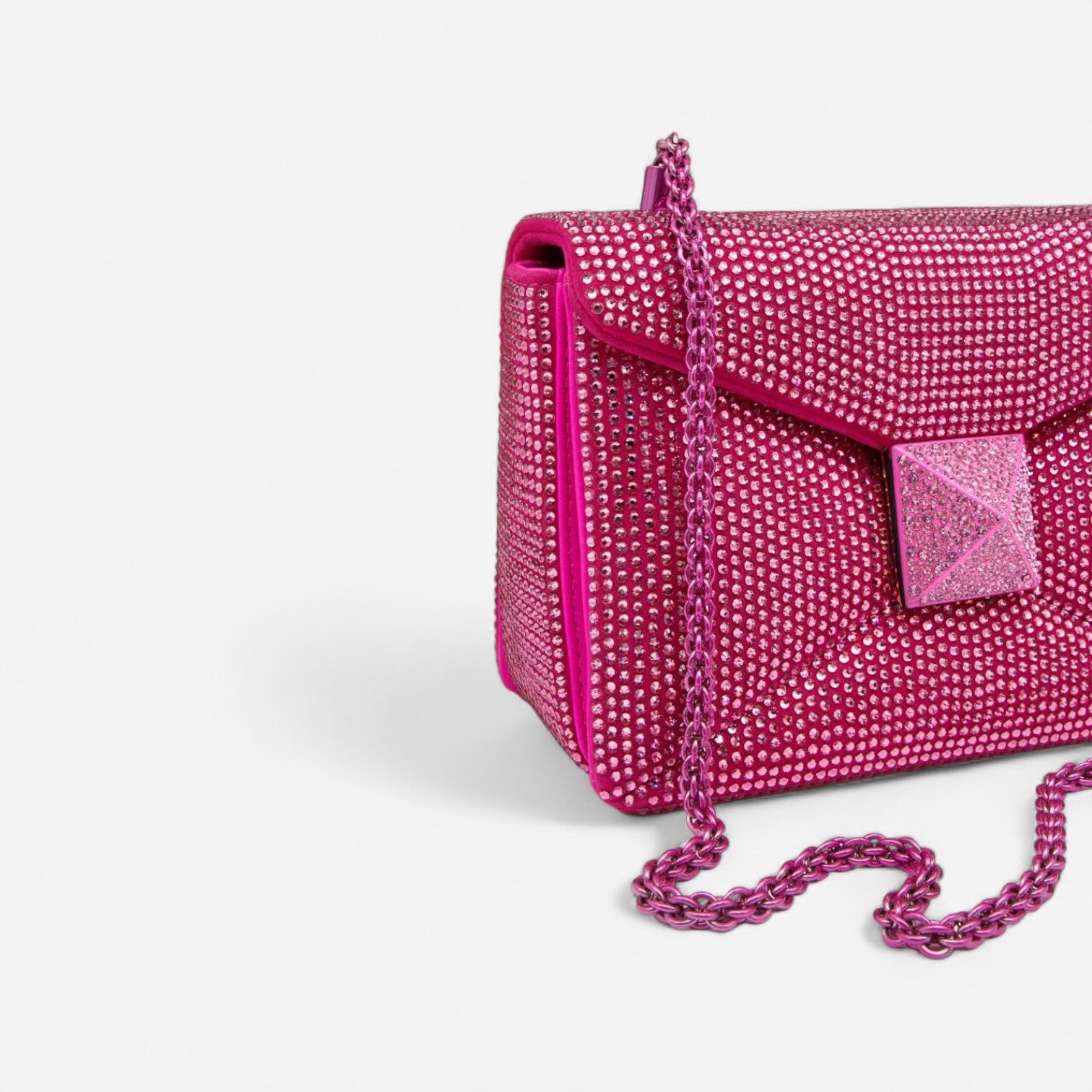 Valentino Garavani Pink Leather One Stud Crystal-Embellished Shoulder Bag 8056133402022