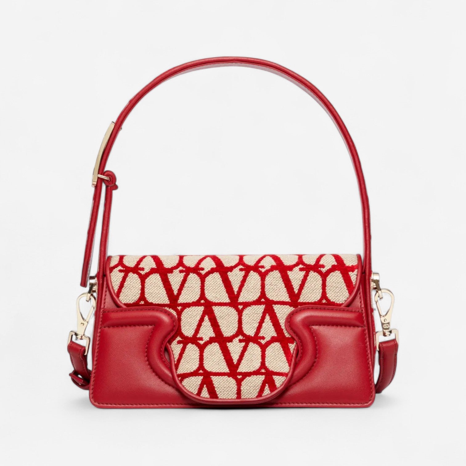 Valentino Garavani La Petit Deuxième Toile Iconographe Red & Beige Shoulder Bag 8056133644835