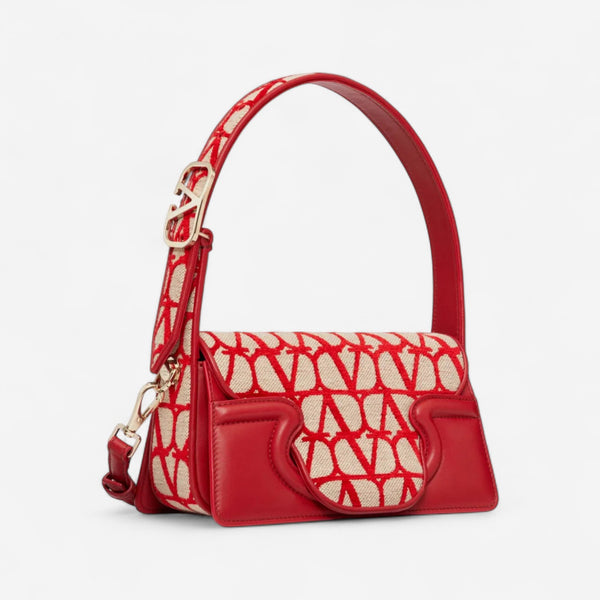 Valentino Garavani La Petit Deuxième Toile Iconographe Red & Beige Shoulder Bag 8056133644835
