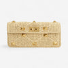 Valentino Garavani Rockstud Beige Crochet-Knit Raffia Clutch Bag 8056133867838