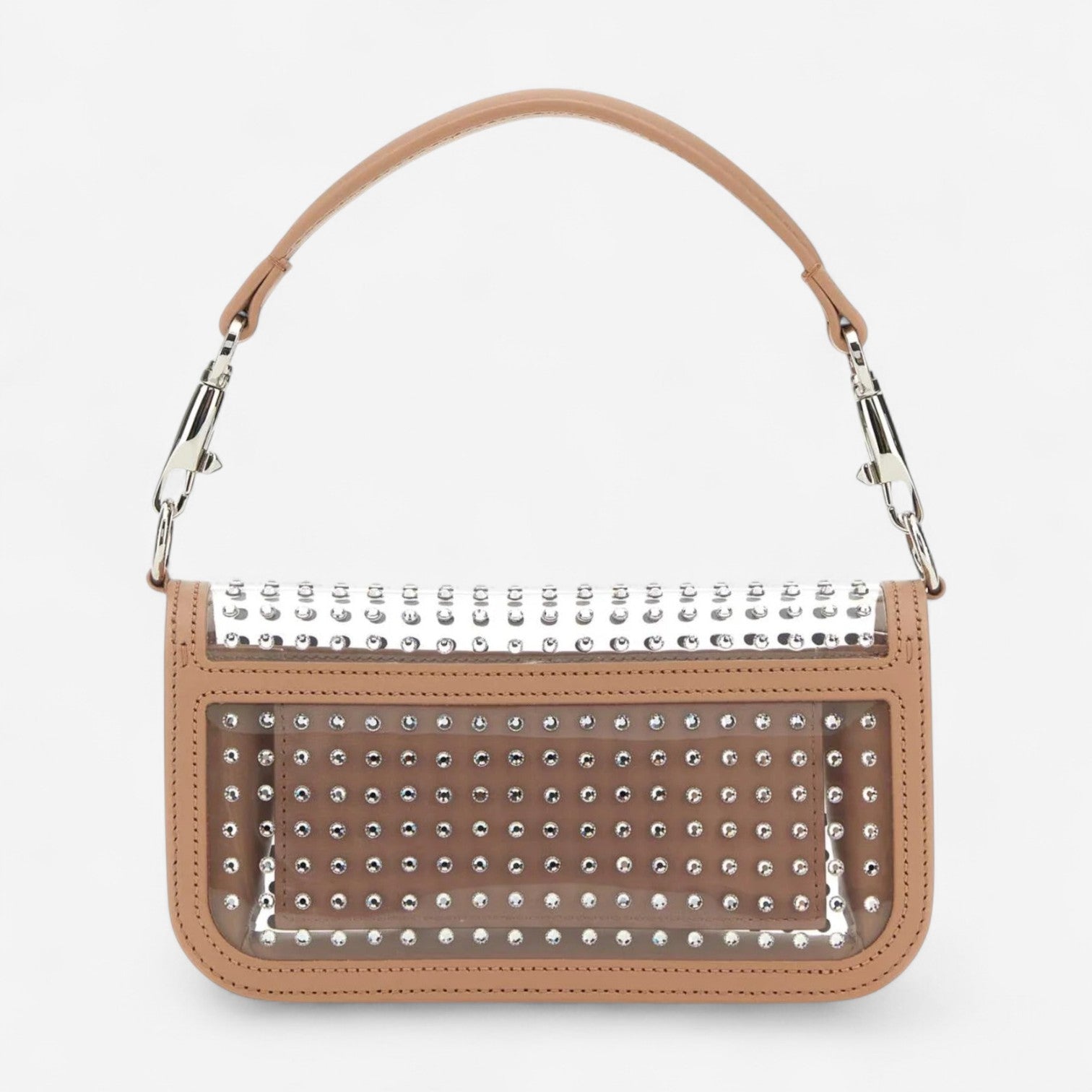 Valentino Garavani Locò Light Pink Leather Crystal-Embellished Shoulder Bag 8056133975762