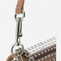 Valentino Garavani Locò Light Pink Leather Crystal-Embellished Shoulder Bag 8056133975762