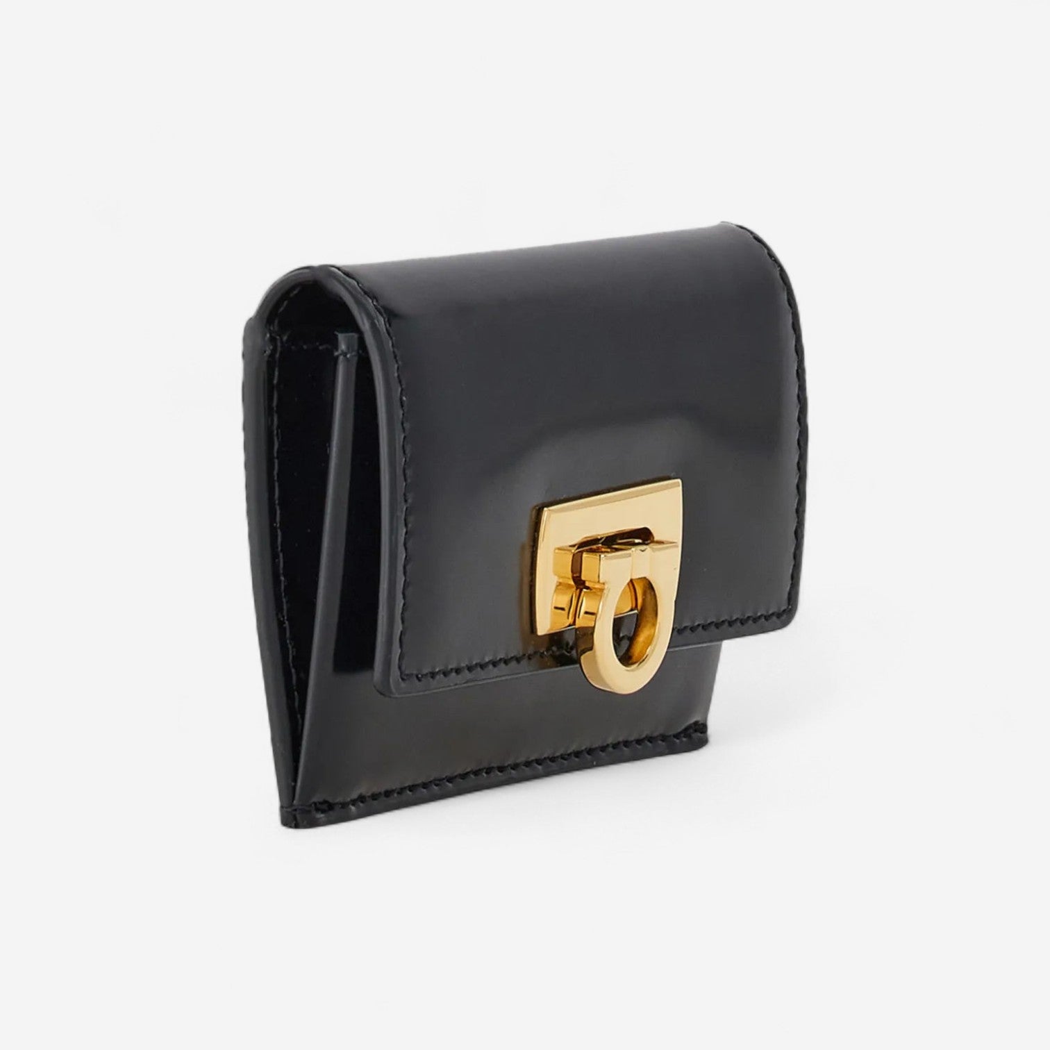 Ferragamo Wanda Gancini Black Leather Cardholder 760662