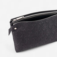 Ferragamo Black Leather Embossed Logo Shoulder Bag 8056283176392