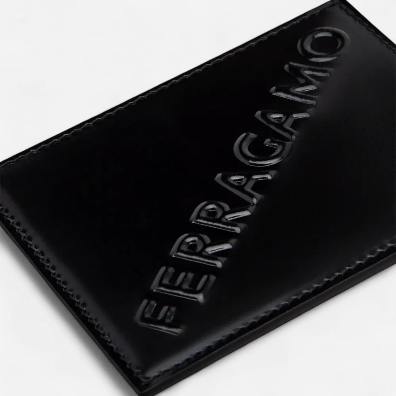 Ferragamo Black Leather Logo-Embossed Cardholder 8056283186766