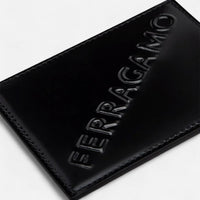 Ferragamo Black Leather Logo-Embossed Cardholder 8056283186766