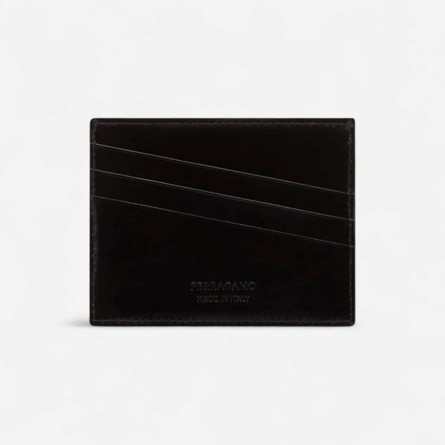 Ferragamo Black Leather Logo-Embossed Cardholder 8056283186766