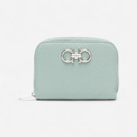 Ferragamo Gancini Green Leather Zip Wallet 8056283507295