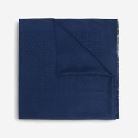 Ferragamo Gancini Print Oxford Blue Silk & Wool Blend Scarf 8057453461805