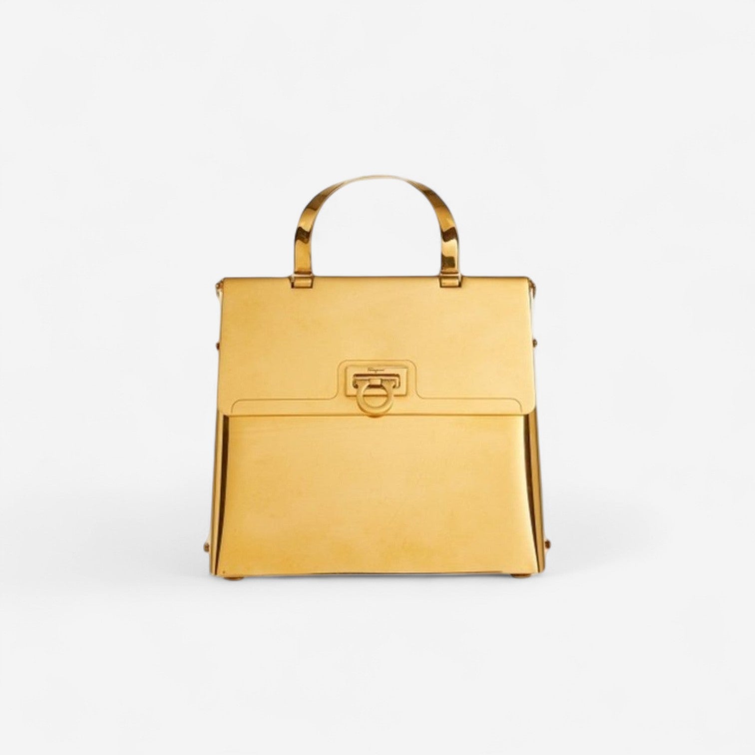 Ferragamo Trifolio Gold Leather Small Handbag 8057553702556