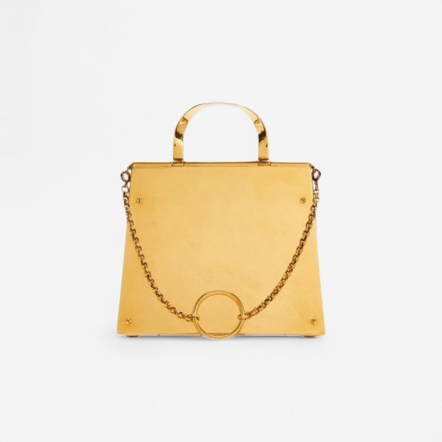 Ferragamo Trifolio Gold Leather Small Handbag 8057553702556