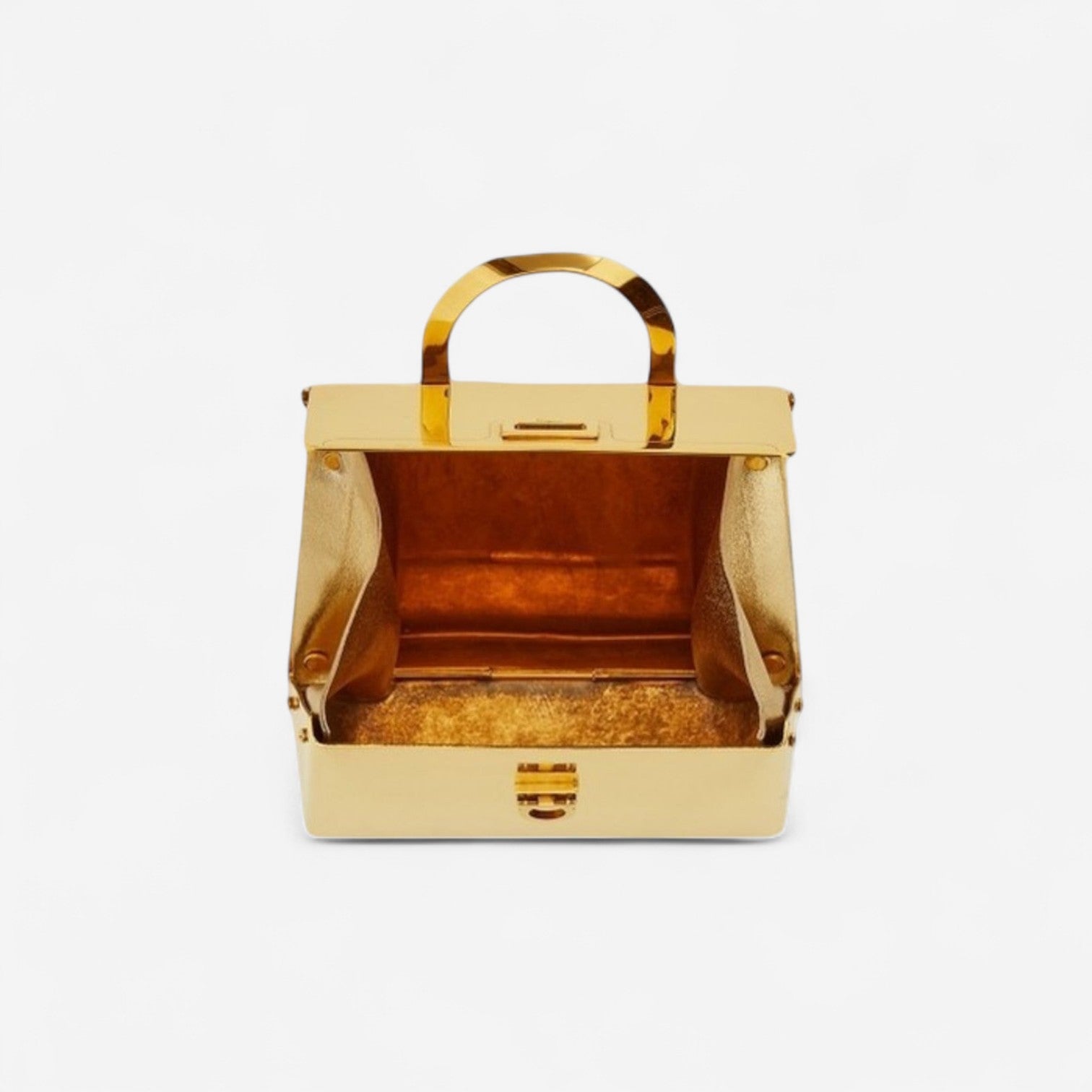 Ferragamo Trifolio Gold Leather Small Handbag 8057553702556