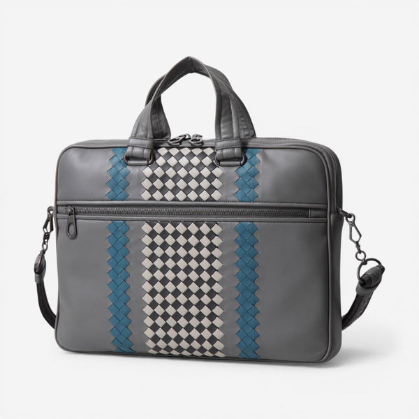 Bottega Veneta Intrecciato Grey Leather Men's Briefcase 548030VBM928608