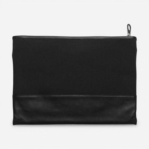 Bottega Veneta Intrecciato Black Leather & Canvas Clutch 542813VAYE71000