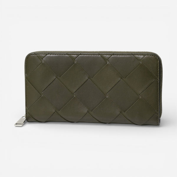 Bottega Veneta Green Leather Long Zipper Wallet 8088445881 - THE SOLIST