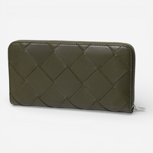Bottega Veneta Green Leather Long Zipper Wallet 8088445881 - THE SOLIST