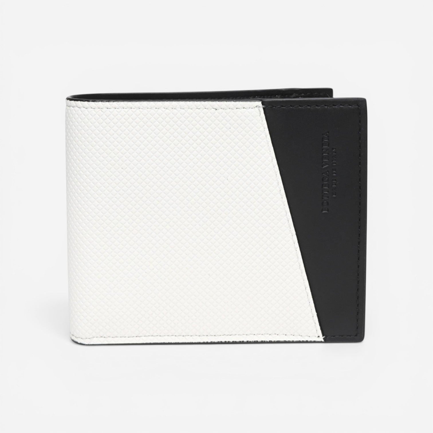 Bottega Veneta White & Black Leather Logo Embossed Bifold Wallet 575869VMAW49076