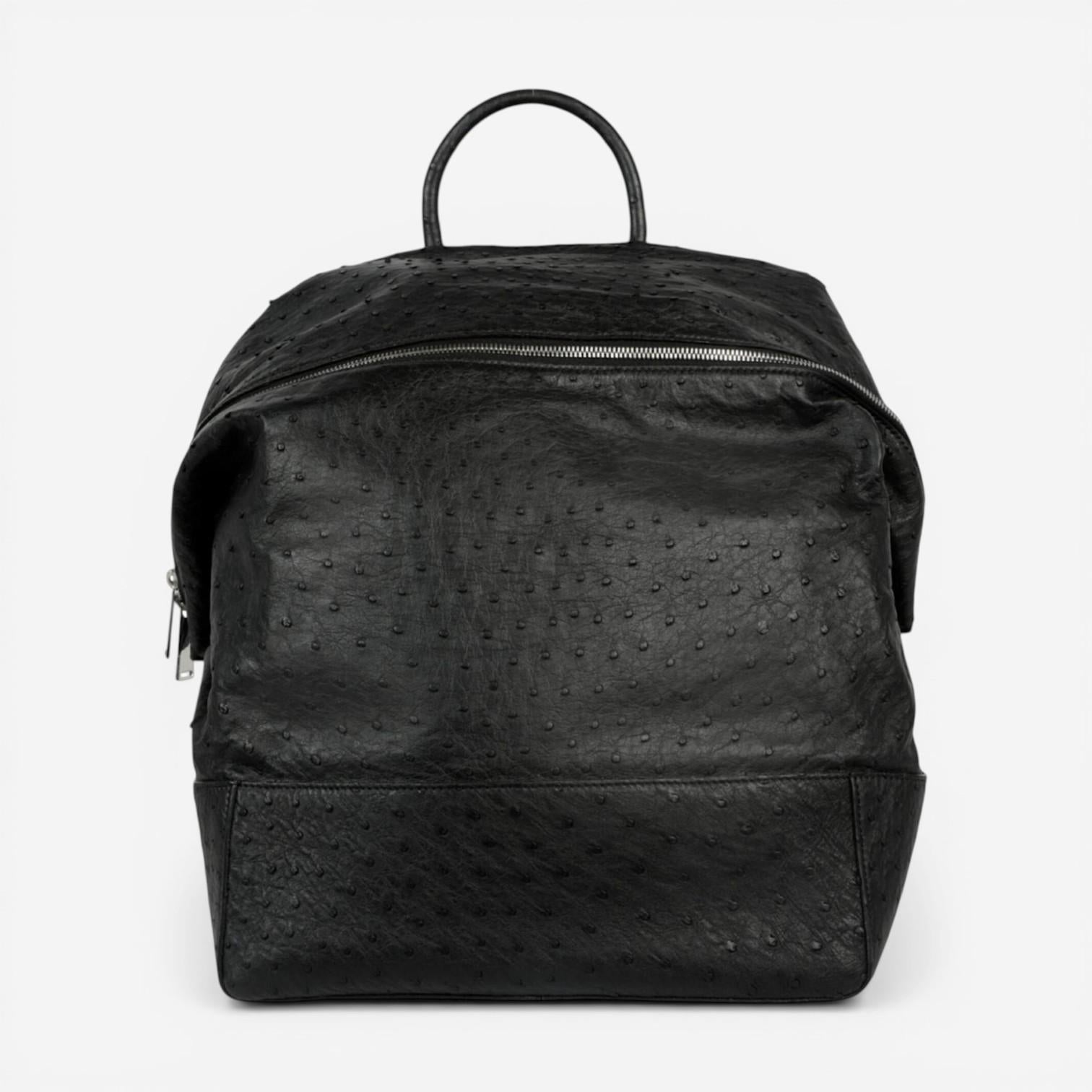 Bottega Veneta Black Ostrich Leather Outlet Backpack 604208V50201229