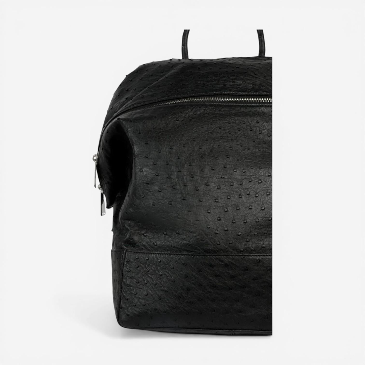 Bottega Veneta Black Ostrich Leather Outlet Backpack 604208V50201229