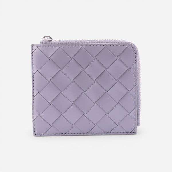 Bottega Veneta Intrecciato Gray Patent Leather Wallet 593216VMBI21450