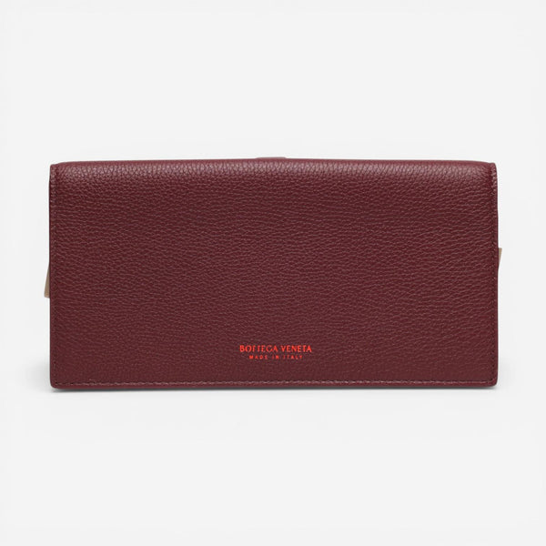 Bottega Veneta Burgundy Leather Bi-fold Flap Women's Wallet 608072VCP516206