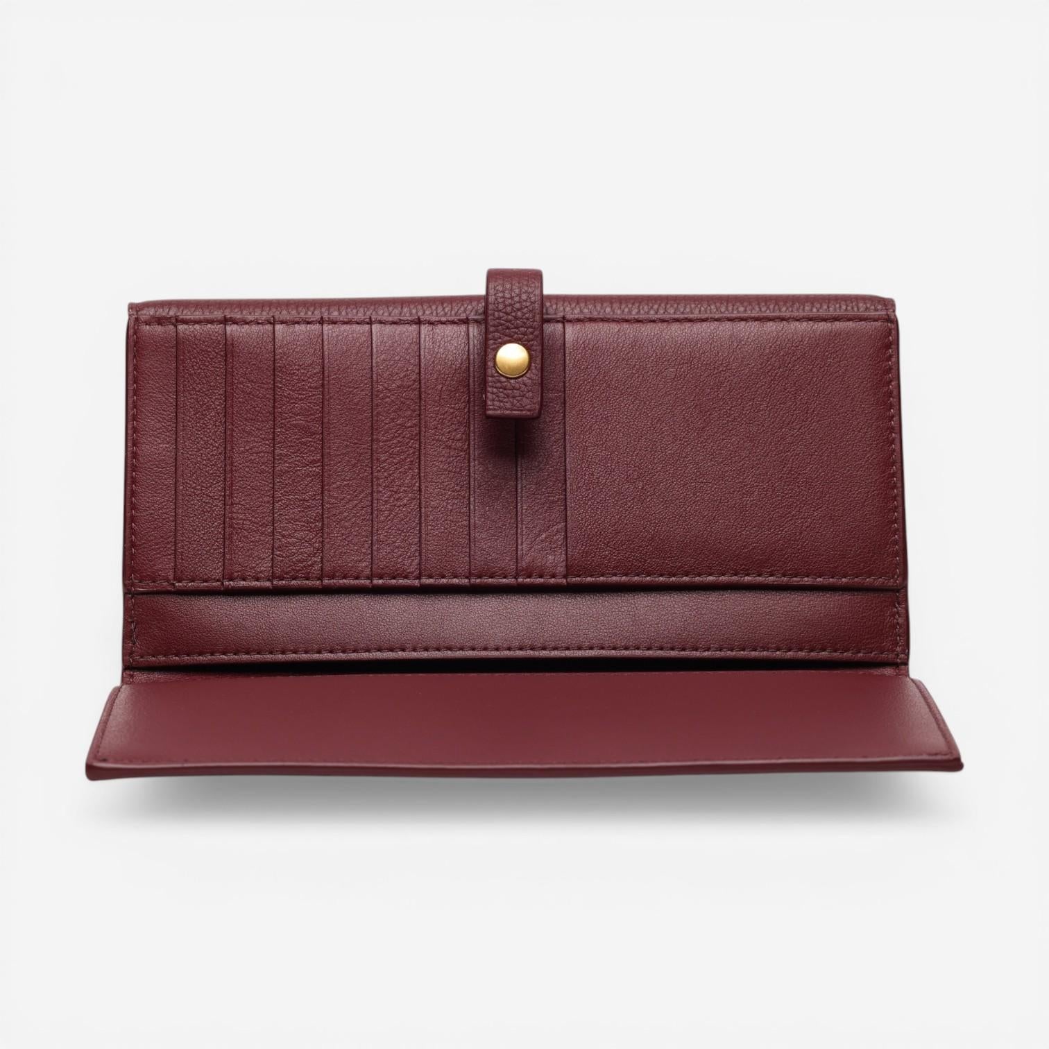 Bottega Veneta Burgundy Leather Bi-fold Flap Women's Wallet 608072VCP5