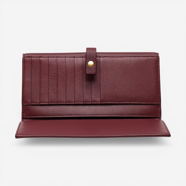 Bottega Veneta Burgundy Leather Bi-fold Flap Women's Wallet 608072VCP516206