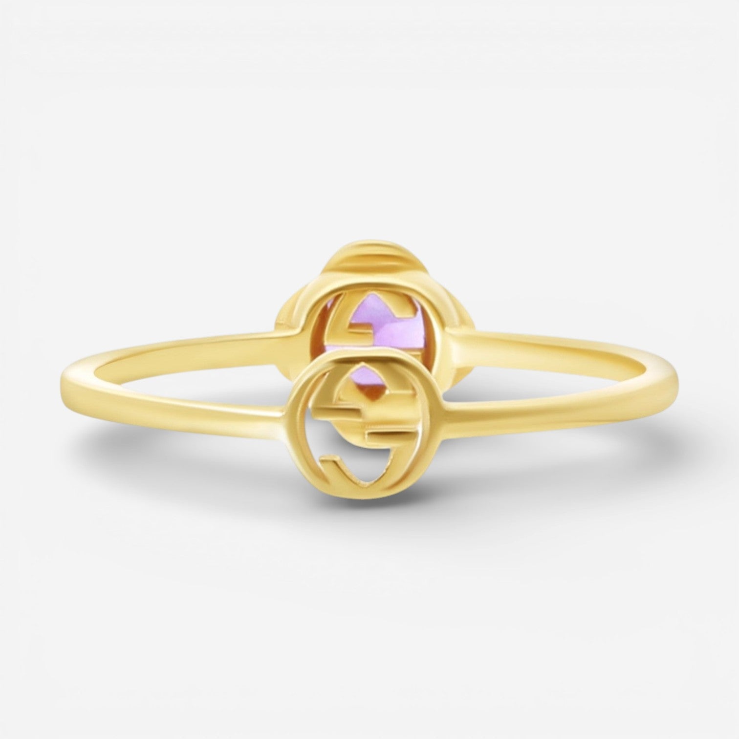 Gucci Interlocking G 18K Yellow Gold Amethyst Ring YBC6624280030 - THE SOLIST