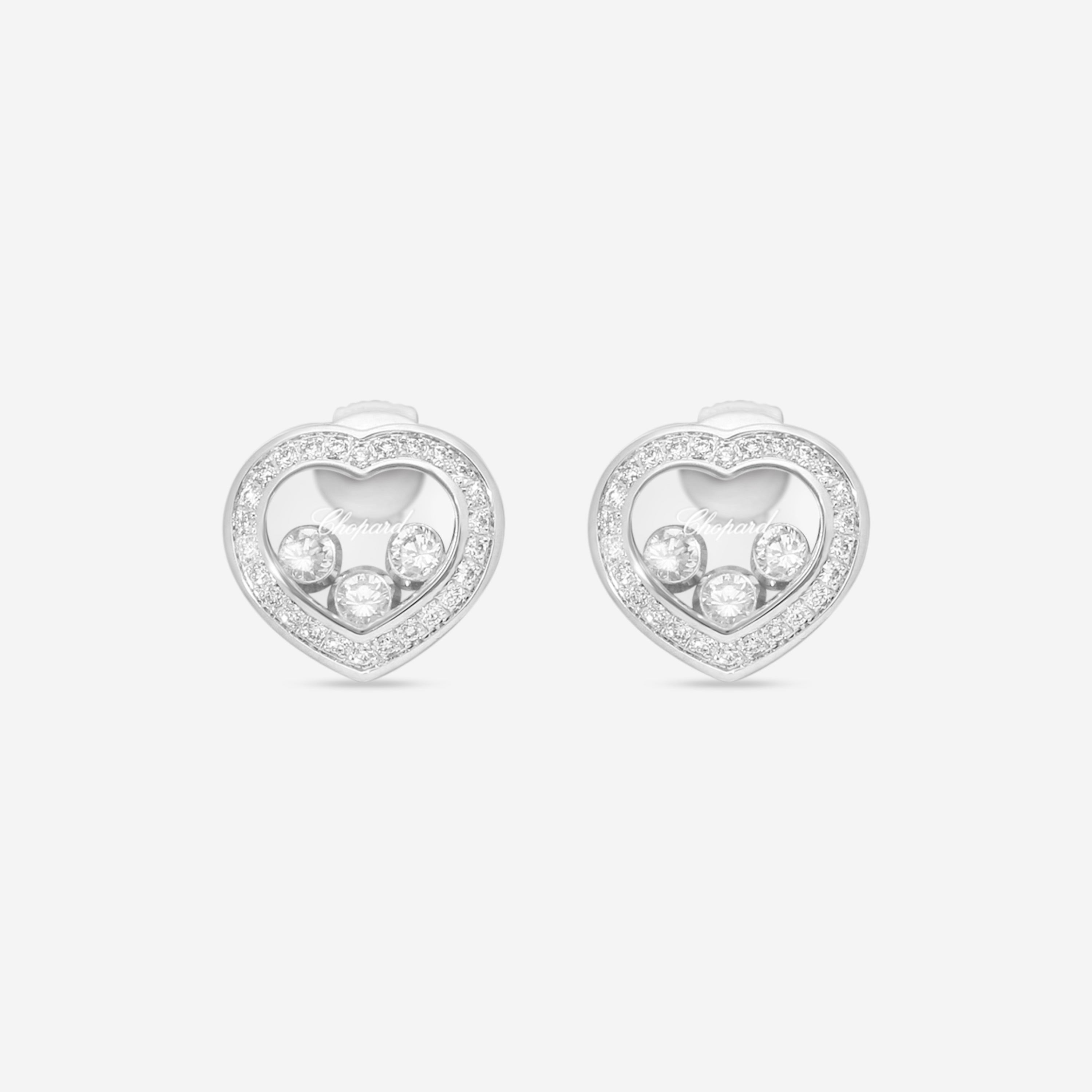 Chopard Happy Curves 18K White Gold Diamond Stud Earrings 839203-1002